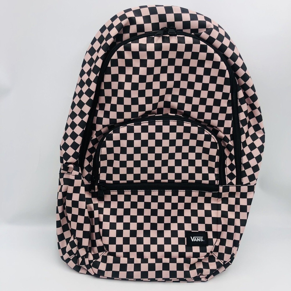 Vans Checkerboard Backpack‎ Pink Black School Travel Bag NWT